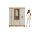 Ver imagem 7 de Guarda - Roupa 4 Portas e 2 Gavetas com Espelho Capelinha Bege/Marromle/Cristalo