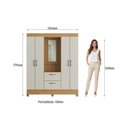 Ver imagem 3 de Guarda - Roupa 4 Portas e 2 Gavetas com Espelho Capelinha Bege/Marromle/Cristalo