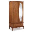 Ver imagem 1 de Guarda Roupa Solteiro Madeira Maciça Com Espelho 2 Portas 1 Gaveta 60406E Linz Móveis - Imbuia Glaze