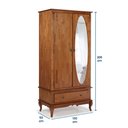 Ver imagem 5 de Guarda Roupa Solteiro Madeira Maciça Com Espelho 2 Portas 1 Gaveta 60406E Linz Móveis - Imbuia Glaze