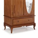 Ver imagem 4 de Guarda Roupa Solteiro Madeira Maciça Com Espelho 2 Portas 1 Gaveta 60406E Linz Móveis - Imbuia Glaze