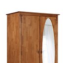 Ver imagem 3 de Guarda Roupa Solteiro Madeira Maciça Com Espelho 2 Portas 1 Gaveta 60406E Linz Móveis - Imbuia Glaze