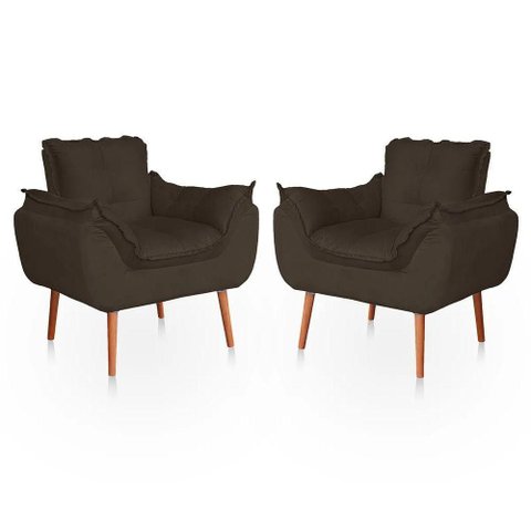 Kit 02 Poltronas Opala Sala Confortável Resistente Marrom