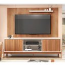 Ver imagem 1 de Rack com Painel para Tv até 70 Polegadas Portas Ripado Sparta Freijó/Off White