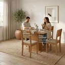 Ver imagem 6 de Conjunto de Jantar Guarapari 4 Cadeiras Tampo MDF Linho Bege Amêndoa 104cm Móveis Lopas