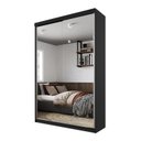 Ver mais imagens de Guarda-Roupa Solteiro 2 Portas com Espelho 100% MDF Geneve Preto