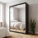 Ver imagem 1 de Guarda-Roupa Solteiro 2 Portas com Espelho 100% MDF Geneve Preto
