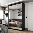 Ver imagem 7 de Guarda-Roupa Solteiro 2 Portas com Espelho 100% MDF Geneve Preto