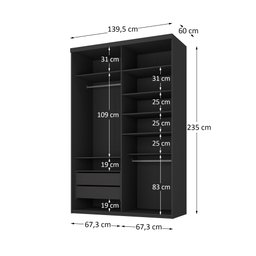 Guarda-roupa Solteiro 100% Mdf Bp com 2 Portas e 1 Espelho - 3