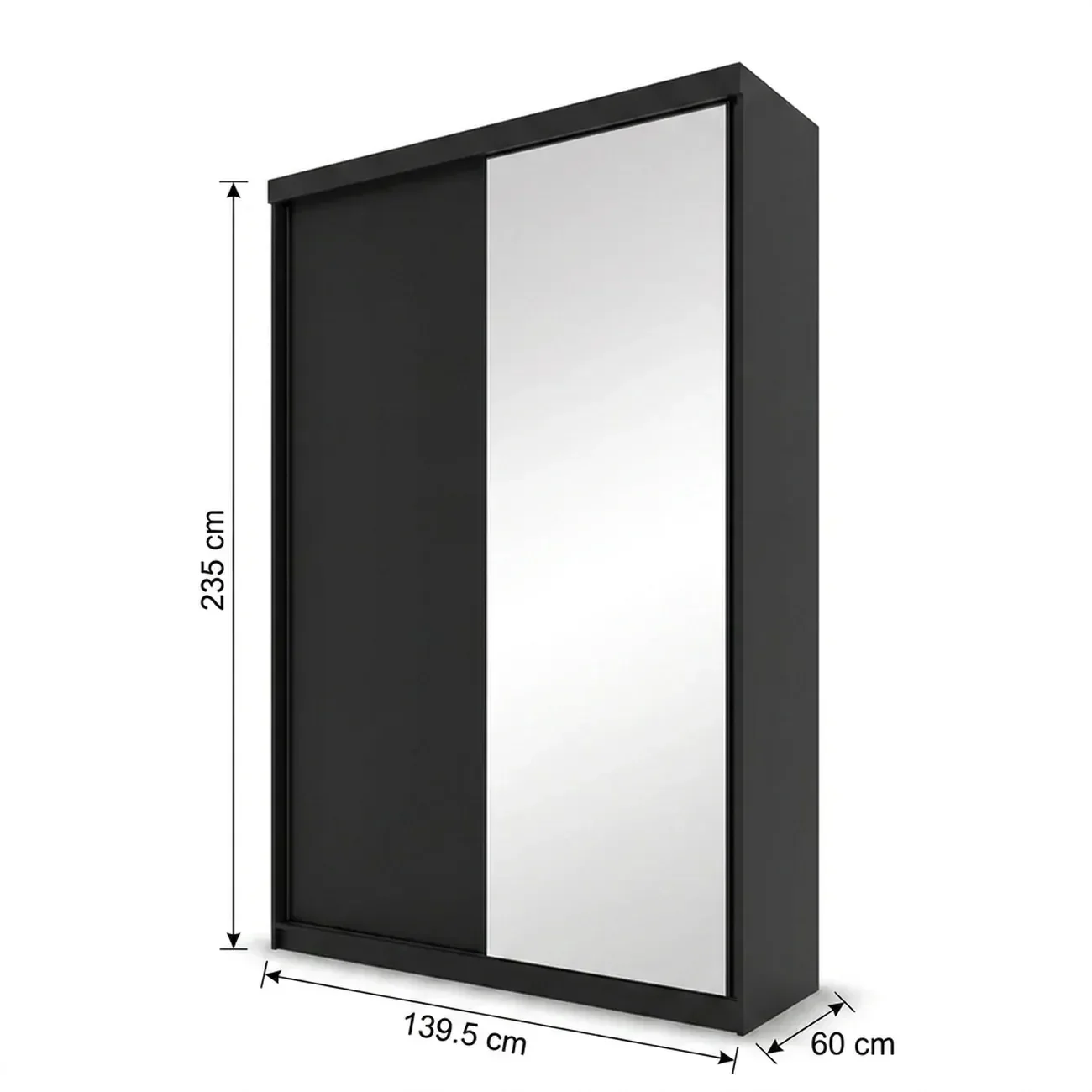 Ver imagem 3 de Guarda-Roupa Solteiro 2 Portas e 1 Espelho 100% MDF Geneve Preto