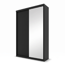 Ver imagem 2 de Guarda-Roupa Solteiro 2 Portas e 1 Espelho 100% MDF Geneve Preto