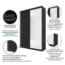 Ver imagem 6 de Guarda-Roupa Solteiro 2 Portas e 1 Espelho 100% MDF Geneve Preto
