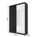 Ver imagem 3 de Guarda-Roupa Solteiro 2 Portas e 1 Espelho 100% MDF Geneve Preto