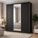 Ver imagem 1 de Guarda-Roupa Casal 3 Portas e 1 Espelho 100% MDF Geneve Preto