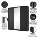 Ver imagem 6 de Guarda-Roupa Casal 3 Portas e 1 Espelho 100% MDF Geneve Preto