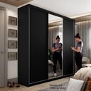 Ver imagem 2 de Guarda-roupa Solteiro 100% Mdf Bp com 3 Portas e 1 Espelho Geneve