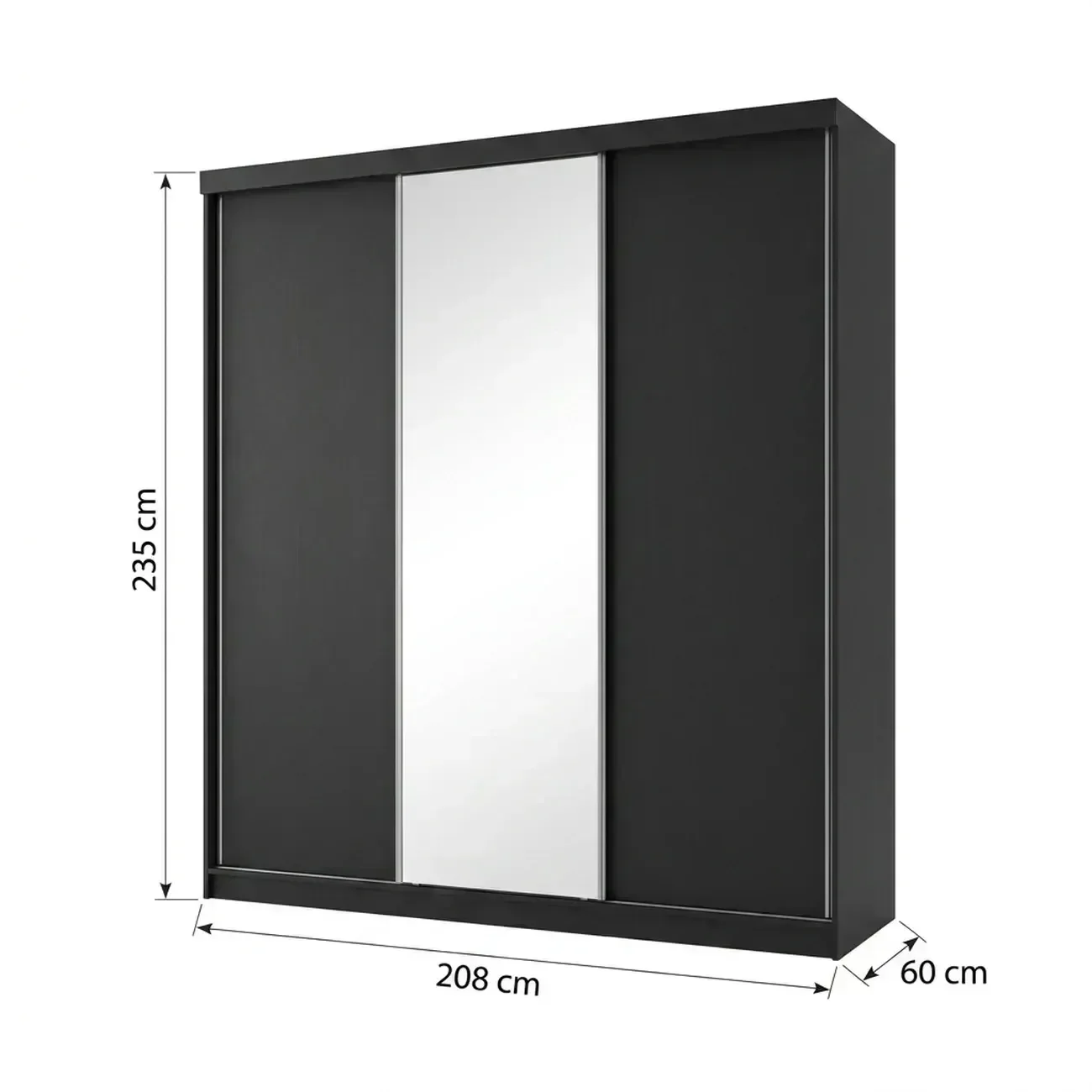 Ver imagem 3 de Guarda-Roupa Casal 3 Portas e 1 Espelho 100% MDF Geneve Preto