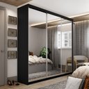 Ver imagem 7 de Guarda-Roupa Casal 3 Portas com Espelho 100% MDF Geneve Preto