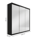 Ver imagem 3 de Guarda-Roupa Casal 3 Portas com Espelho 100% MDF Geneve Preto