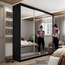 Ver imagem 2 de Guarda-roupa Solteiro 100% Mdf Bp com 3 Portas de Espelho Geneve