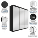 Ver imagem 6 de Guarda-Roupa Casal 3 Portas com Espelho 100% MDF Geneve Preto