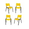Jogo Mesa 70x70 Preta para Sorveterias e Restaurantes com 4 Cadeiras Iso Amarela - 5