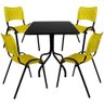 Jogo Mesa 70x70 Preta para Sorveterias e Restaurantes com 4 Cadeiras Iso Amarela - 2
