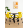 Jogo Mesa 70x70 Preta para Sorveterias e Restaurantes com 4 Cadeiras Iso Amarela - 1