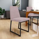Ver imagem 2 de Cadeira para Sala de Jantar Base Aço Industrial Preto Dafne L02 Suede Rosê - Lyam Decor