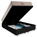 Ver imagem 5 de Cama Box Baú Queen Suede Bipartido + Colchão Ortobom Airtech Molas Ensacadas 158x198x65 Cor:Preto