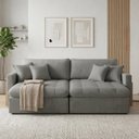 Ver imagem 1 de Sofá Cama 3 Lugares Retrátil Reclinável 220cm Linho com Molas Ensacadas Atena Yescasa Cinza