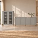 Ver imagem 1 de Kit Cristaleira com Buffet Bend Frisado Principal Incolar Grigio Metal Dourado