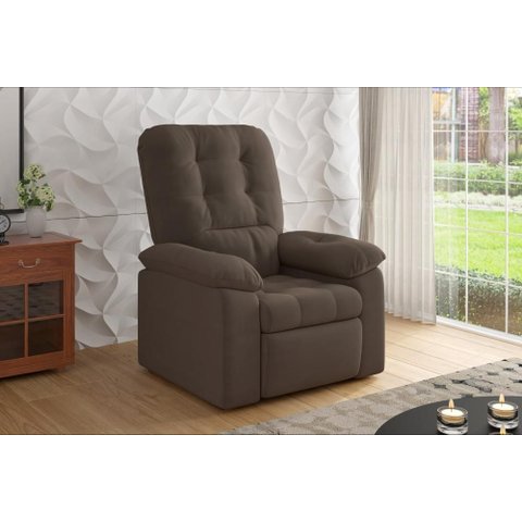 Poltrona Esmeralda Retrátil e Reclinável Suede Marrom - Xflex Sofás