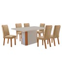 Ver imagem 2 de Mesa de Jantar Isadora 180cm Tampo MDF e Vidro Canto Copo com 6 Cadeiras Lira Moderna Mobília