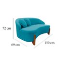 Ver imagem 2 de Namoradeira Sofá Feijão Moscou 150cm Orgânica Veludo Azul Turquesa