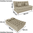 Ver imagem 3 de Sofa Cama 2 Lugares 185 Cm Duda Veludo Light B251 Bege Milani Store