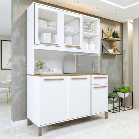 Armário para Cozinha 5 Portas 1 Gaveta Rubi Branco
