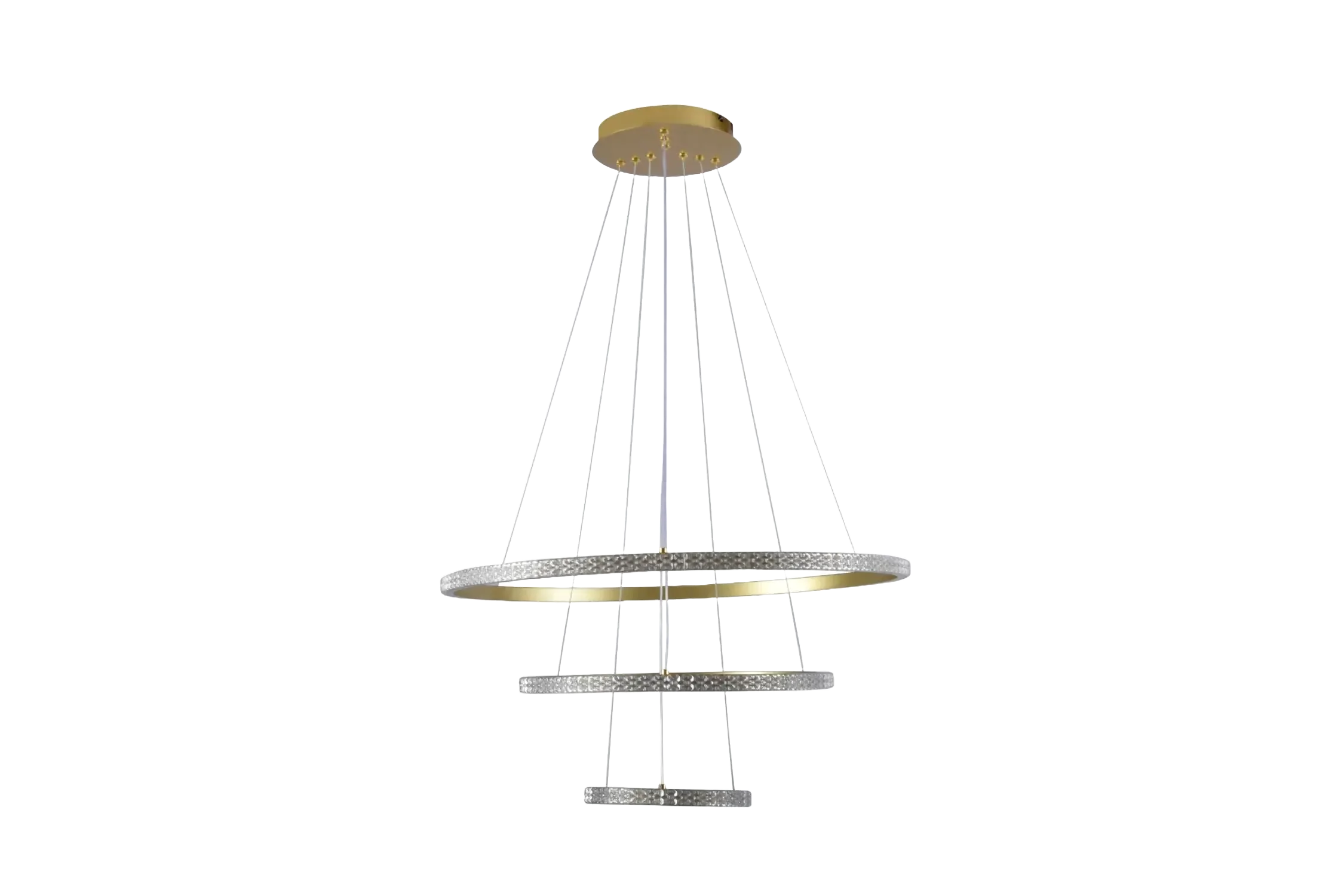 Ver imagem 1 de Pendente 40x60cm e Cabo 3mt Metal Dourado com Acrílico Cristal Led Integrado 3000k Bivolt Tupiara