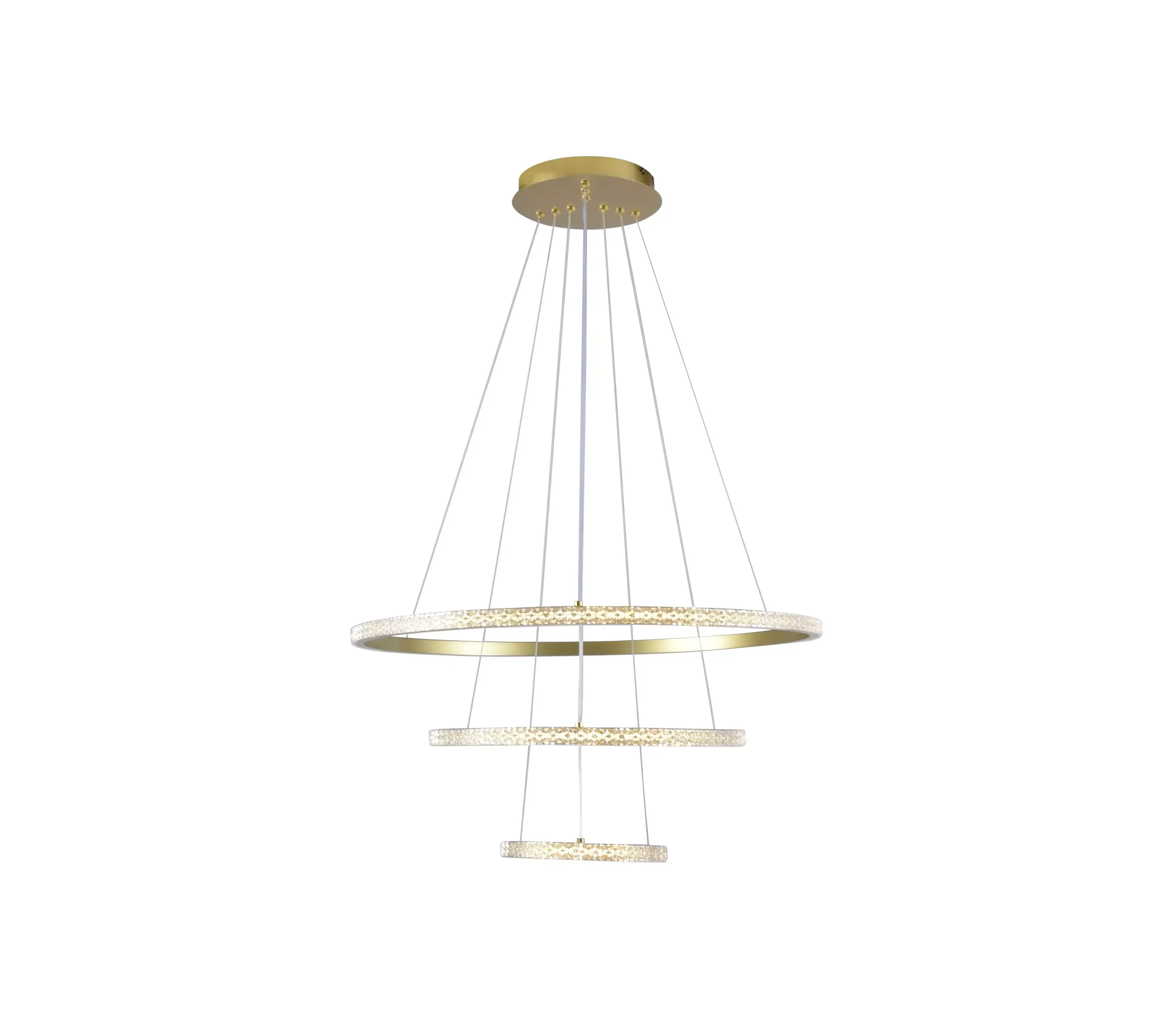 Ver imagem 2 de Pendente 40x60cm e Cabo 3mt Metal Dourado com Acrílico Cristal Led Integrado 3000k Bivolt Tupiara