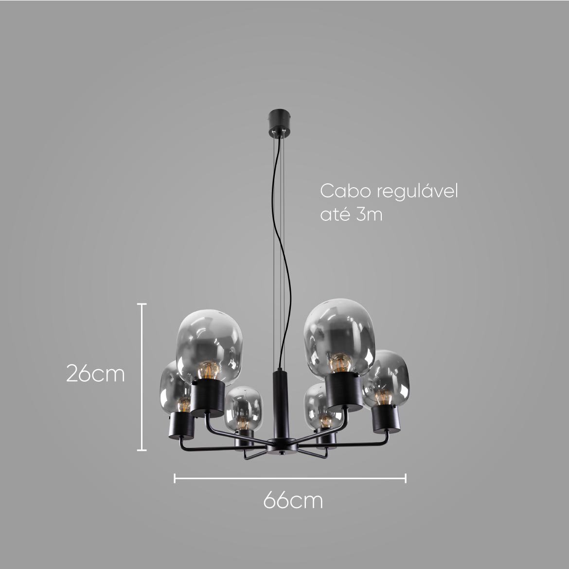 Pendente Zuriel Preto LT015-SKY + 6X LED E27 Starlux ST2560 - 2