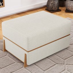 Kit 02 Puffs Decorativo Retangular para Sala de Estar Domus L02 Linho Champagne - Lyam Decor - 2