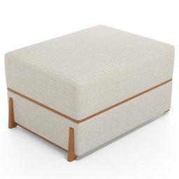 Kit 02 Puffs Decorativo Retangular para Sala de Estar Domus L02 Linho Champagne - Lyam Decor - 7
