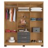 Guarda Roupa Casal Imperial com Armário Multiuso Egito e Cômoda Sapateira Cannes Carvalho Americano  - 4