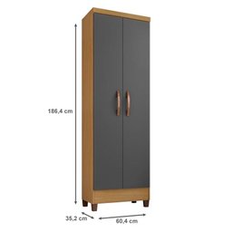 Guarda Roupa Casal Imperial com Armário Multiuso Egito e Cômoda Sapateira Cannes Carvalho Americano  - 6