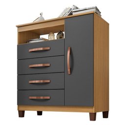 Guarda Roupa Casal Imperial com Armário Multiuso Egito e Cômoda Sapateira Cannes Carvalho Americano  - 8