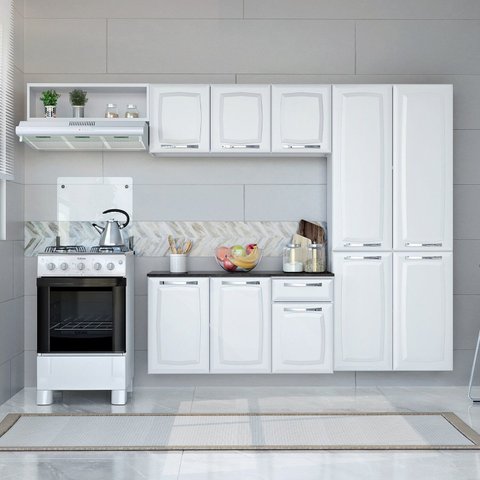 Cozinha Compacta Modulada em Aço 4 Peças 10 Portas 1 Gaveta Amanda Itatiaia Branco