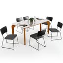 Ver imagem 1 de Mesa Capri 160cm Off White E 6 Cadeiras Allana B05 Couríssimo Preto Linho Cinza Escuro - Lyam