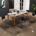 Ver imagem 2 de Mesa Capri 160cm Off White E 6 Cadeiras Allana B05 Couríssimo Preto Linho Cinza Escuro - Lyam