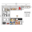 Ver imagem 3 de Cozinha Compacta Modulada em Aço 4 Peças 10 Portas 1 Gaveta Amanda Itatiaia Branco/Preto