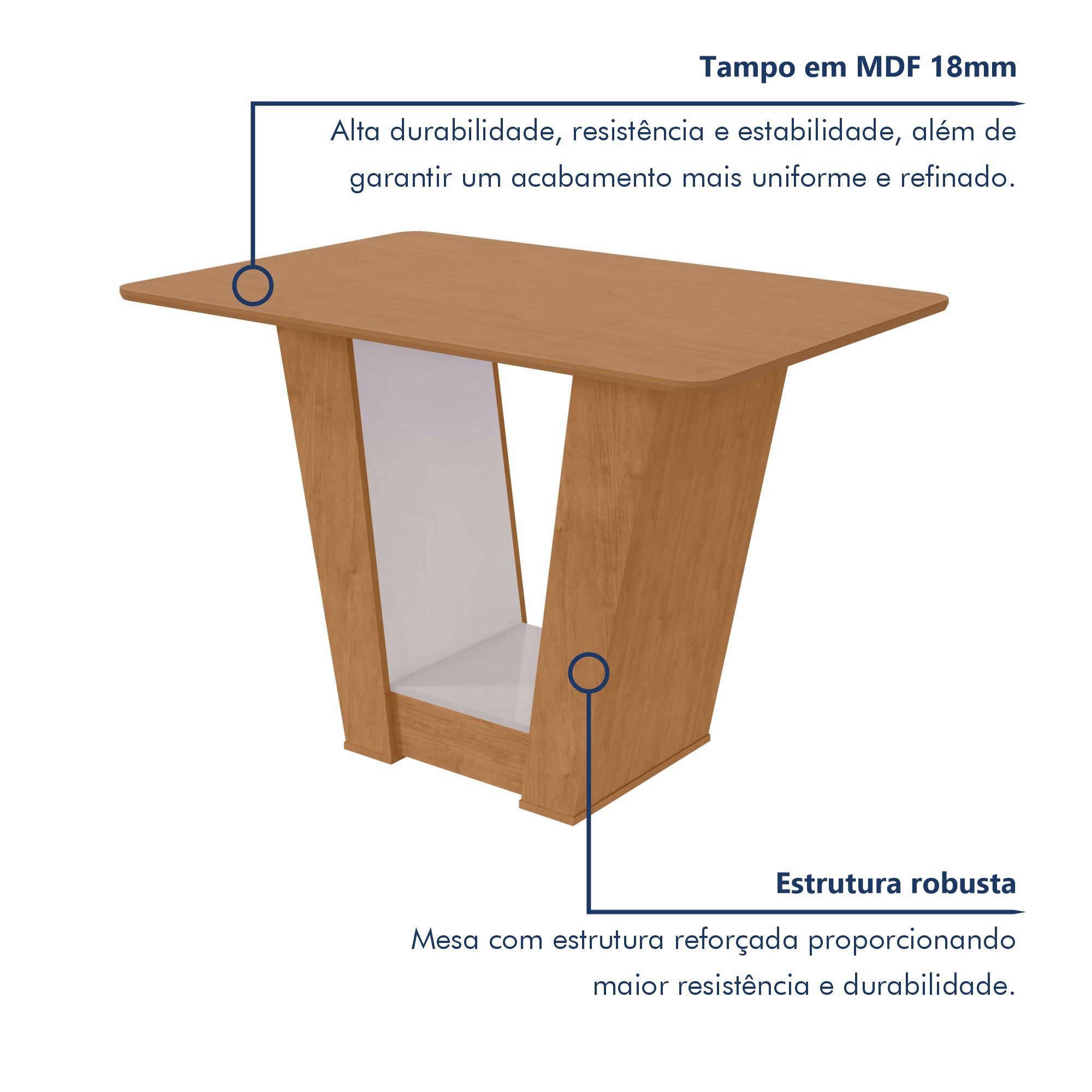 Mesa de Jantar 120x80cm Tampo Mdf no Glass Apogeu - 2